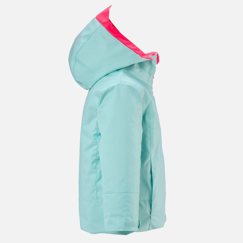 Veste de ski chaude et imperméable enfant, 500 PNF turquoise