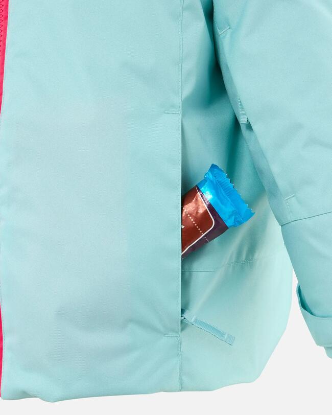 Warme, wasserdichte Kinder-Skijacke 500 Pull'n Fit türkis