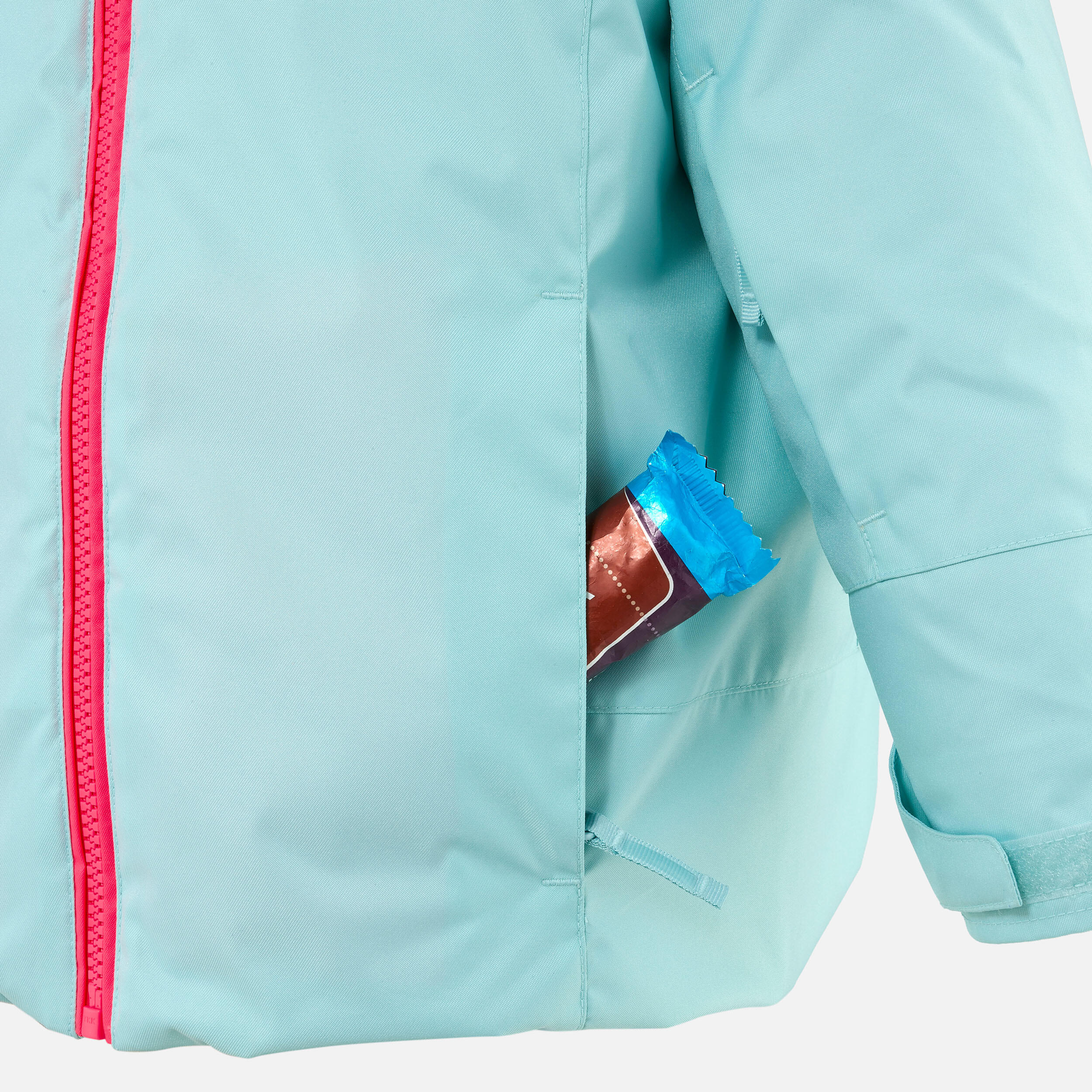 KIDS’ WARM AND WATERPROOF SKI JACKET 500 PULL'N FIT TURQUOISE 2/8