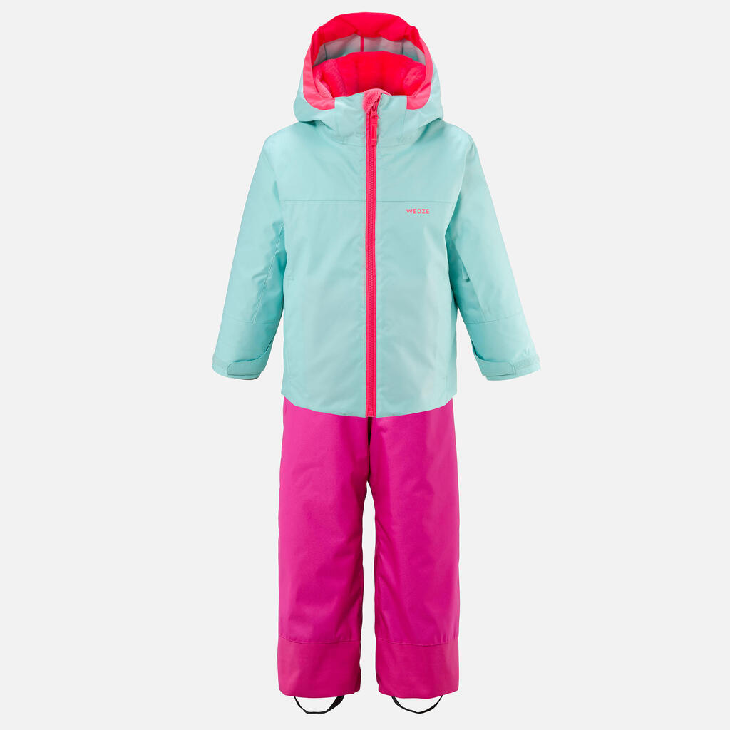 KIDS’ WARM AND WATERPROOF SKI JACKET 500 PULL'N FIT TURQUOISE