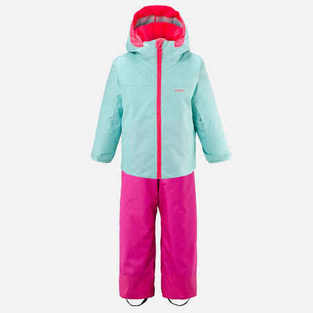 KIDS’ WARM AND WATERPROOF SKI JACKET 500 PULL'N FIT TURQUOISE