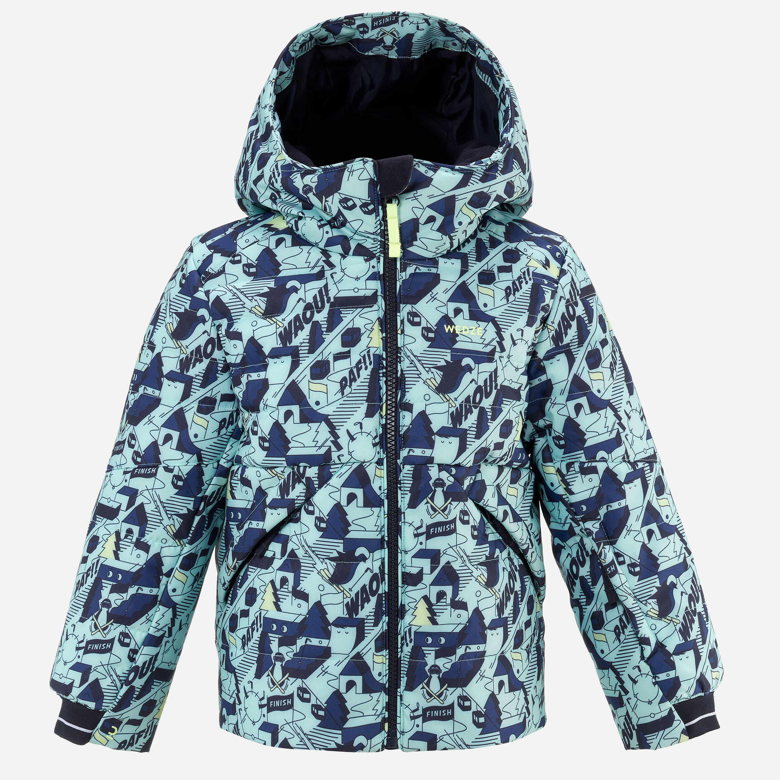 Very warm and waterproof 100 Warm children's ski jacket - Blue motif