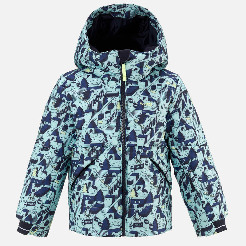 Doudoune de ski enfant très chaude et imperméable 100 Warm - Motif bleu