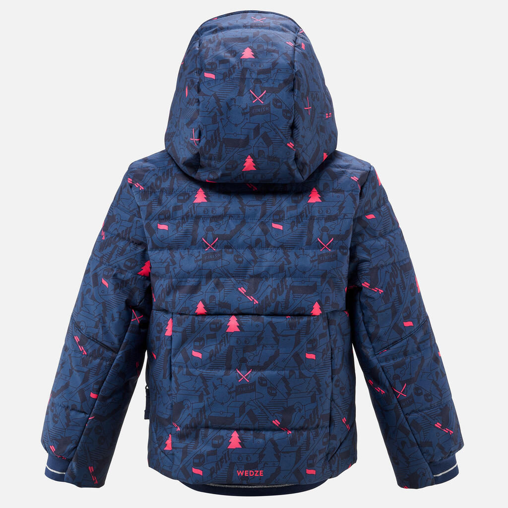 Kids’ extra warm, waterproof padded ski jacket 100 Warm - Blue / Pink Patterned