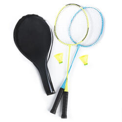 Badminton Set mit Standfuß Komplettset 2 Badmintonschläger Netz Federbälle /NEU! 