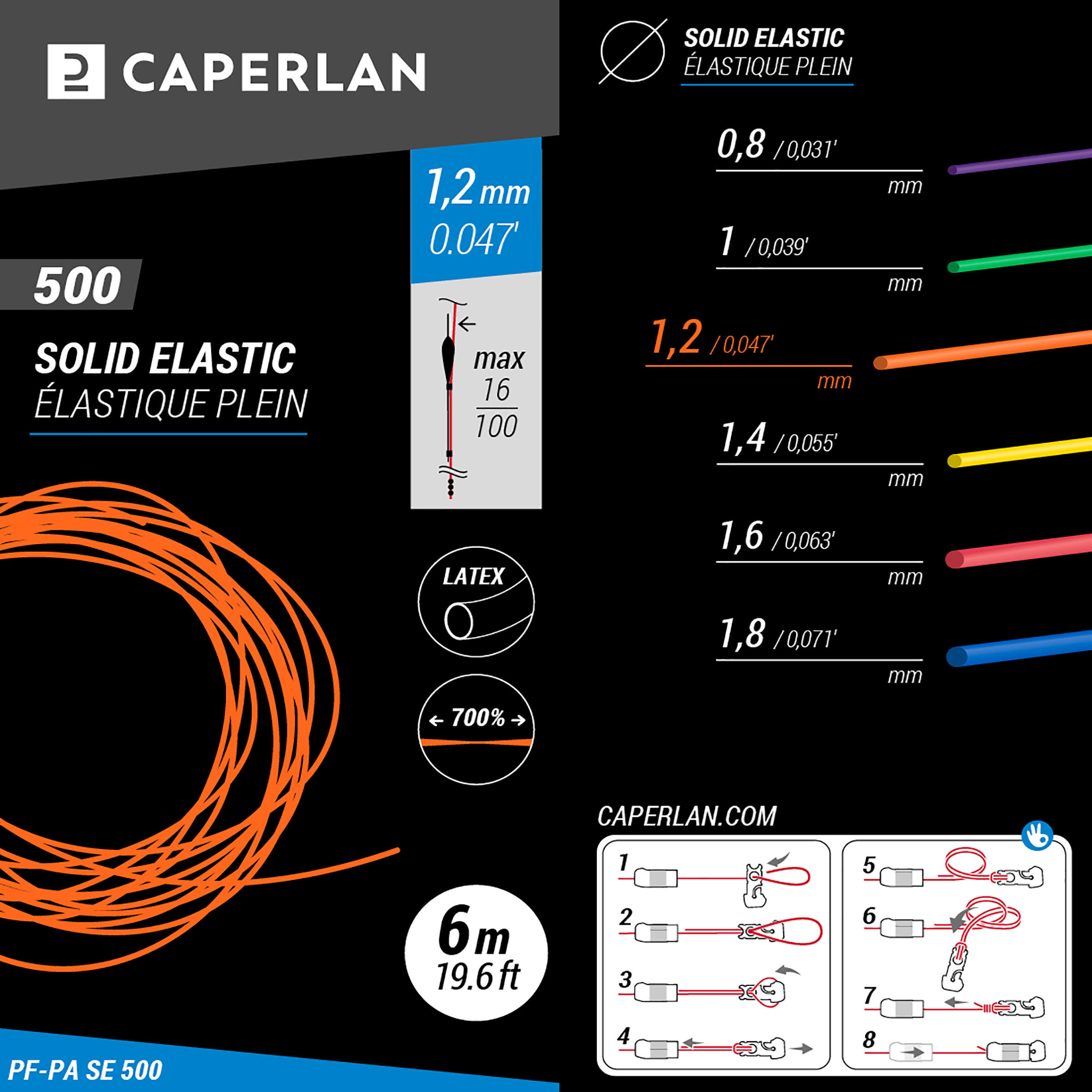 CAPERLAN Plný latexový amortizér PF PA SE 500 1,2 mm/6 m bez · záber 5