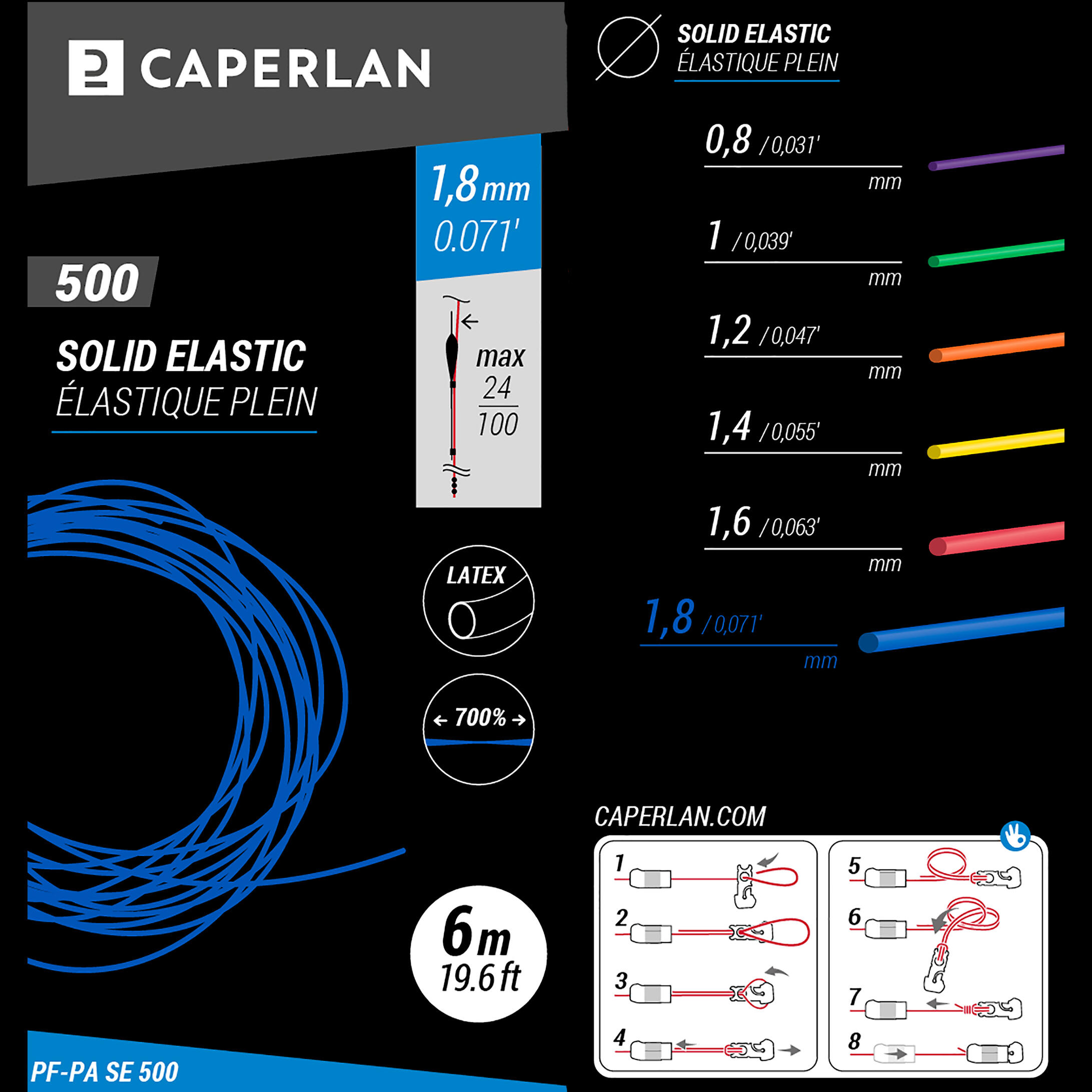 CAPERLAN Plný latexový amortizér PF PA SE 500 1,8 mm/6 m bez · záber 5