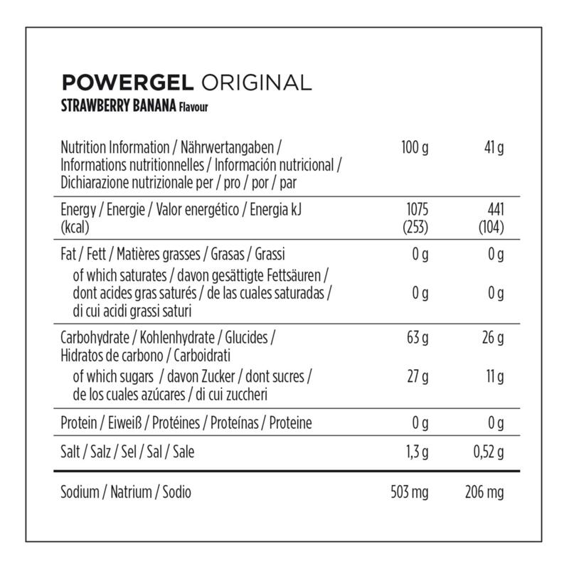 Energiazselé Powergel, eper, banán, 41 g, 24 db