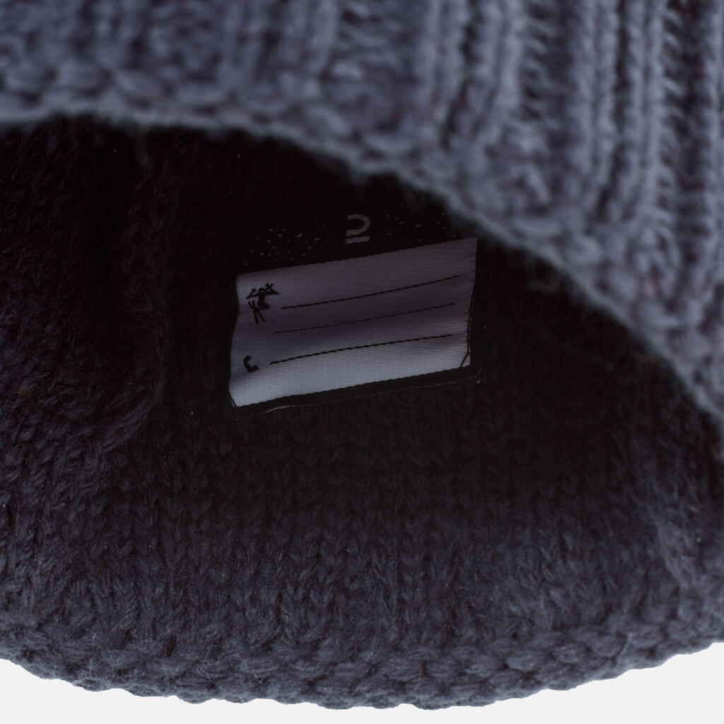 Bonnet de ski enfant made in France, GRAND NORD 500 marron et bleu