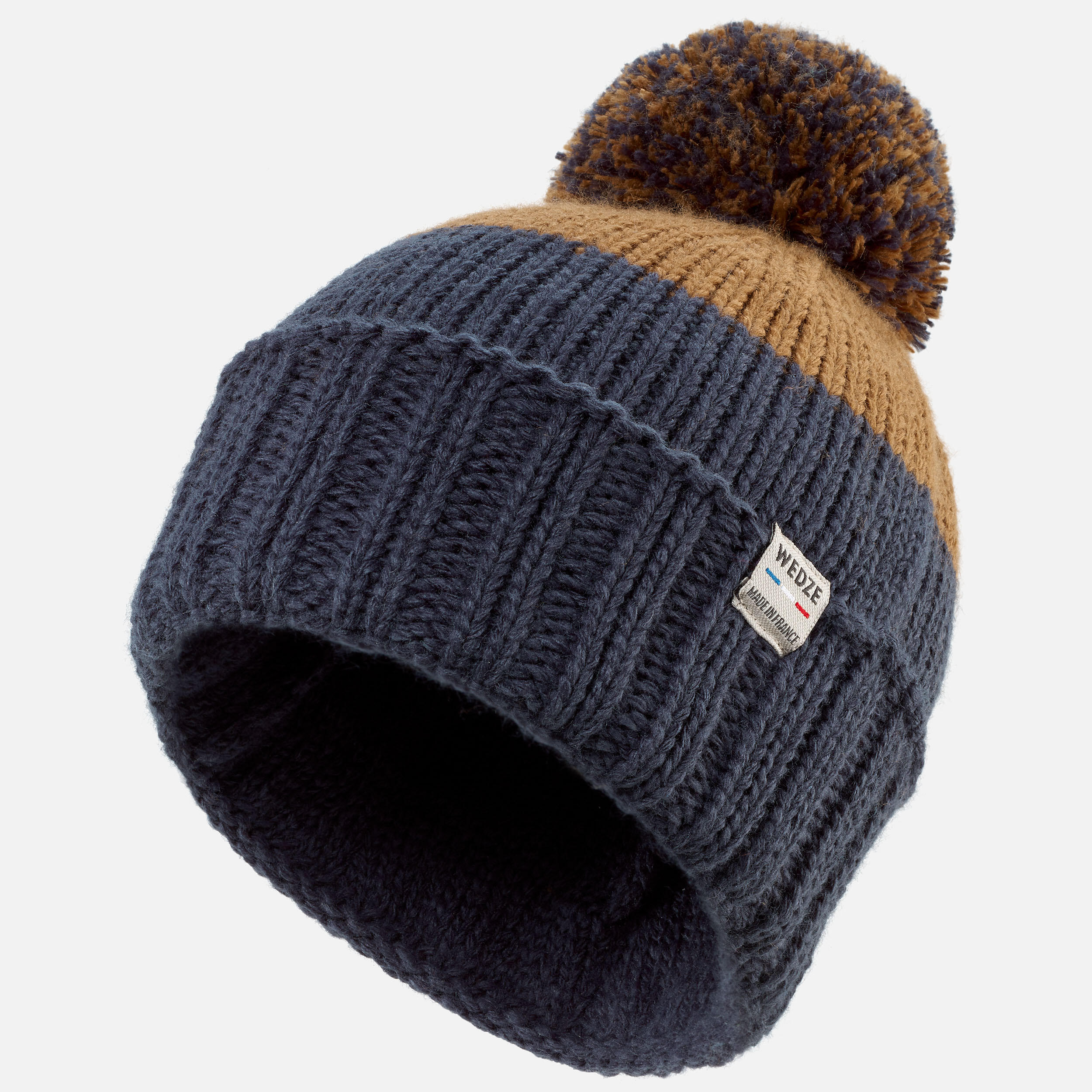 WEDZE Kids’ Ski Hat Made in France Grand Nord - Chestnut Blue