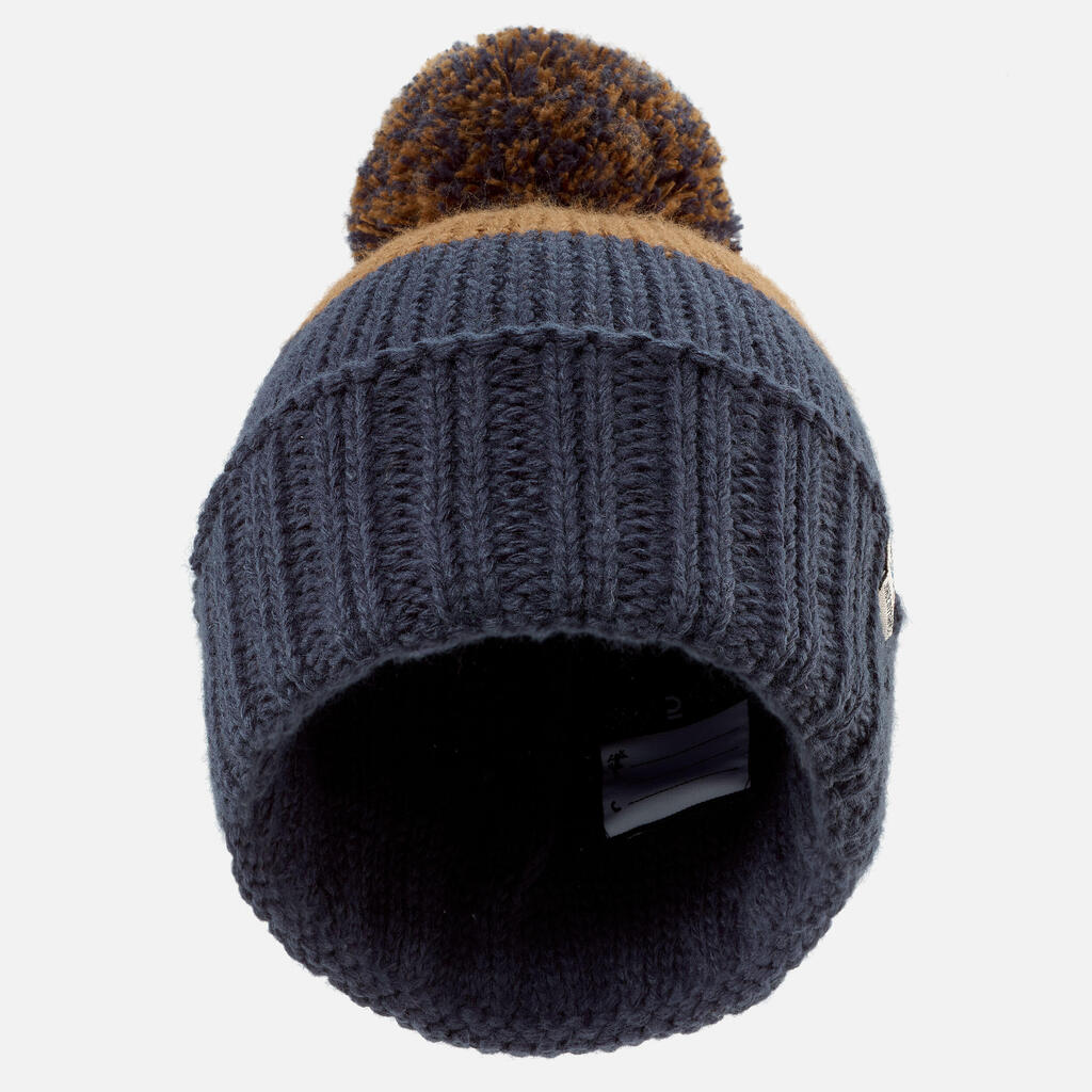 Bonnet de ski enfant made in France, GRAND NORD 500 marron et bleu