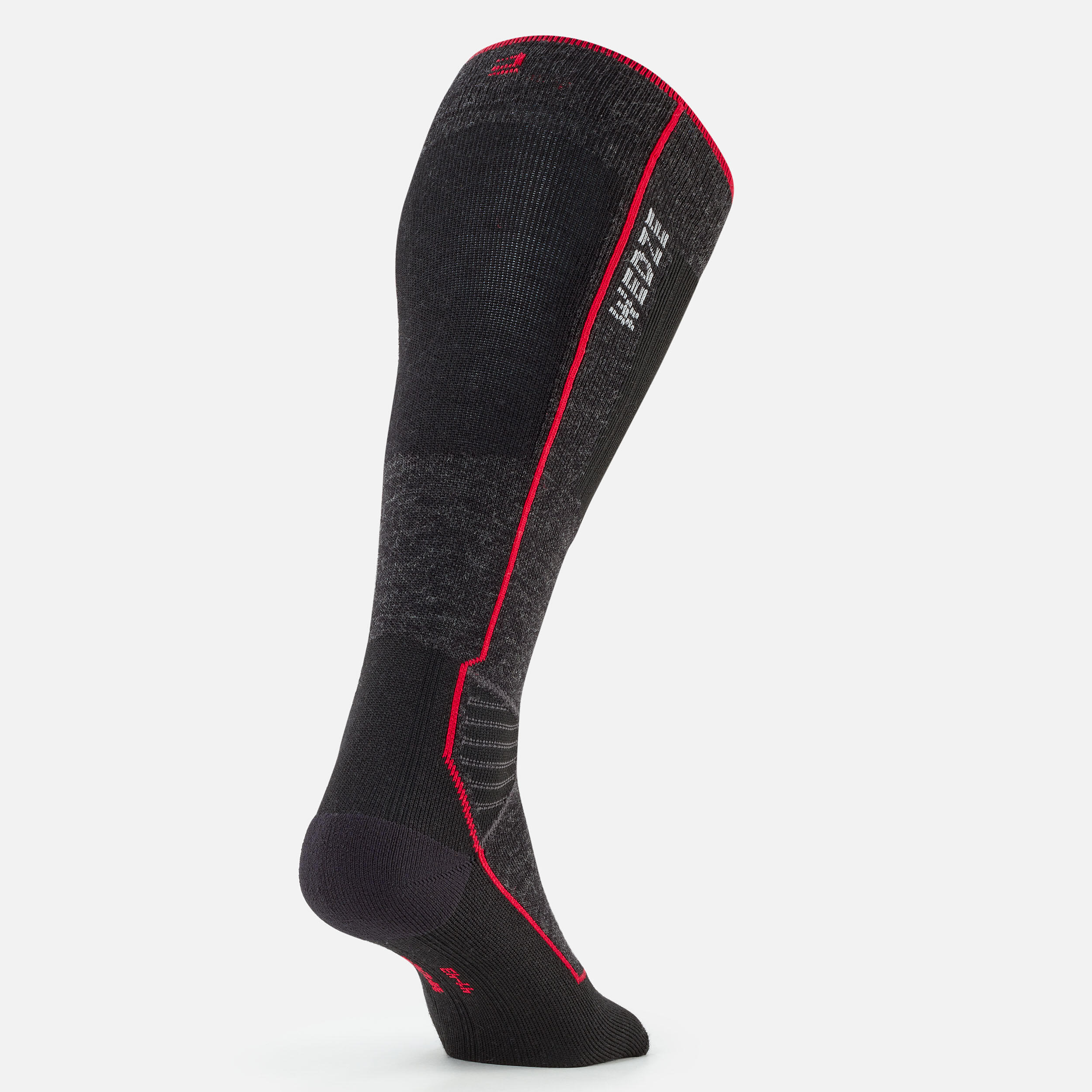 MEIAS QUENTES DE SKI E SNOWBOARD ADULTO 900 LÃ PRETO 3/8