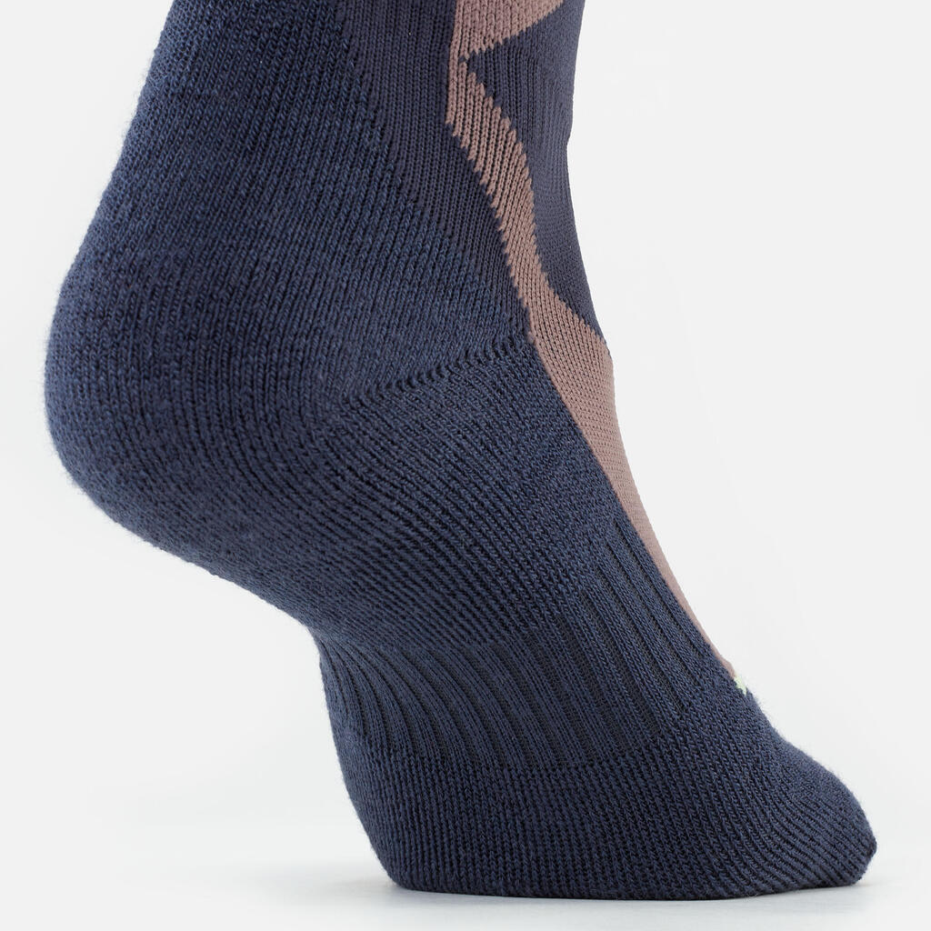 ADULT SKI AND SNOWBOARD JACQUARD SOCKS -  500 - NAVY BLUE