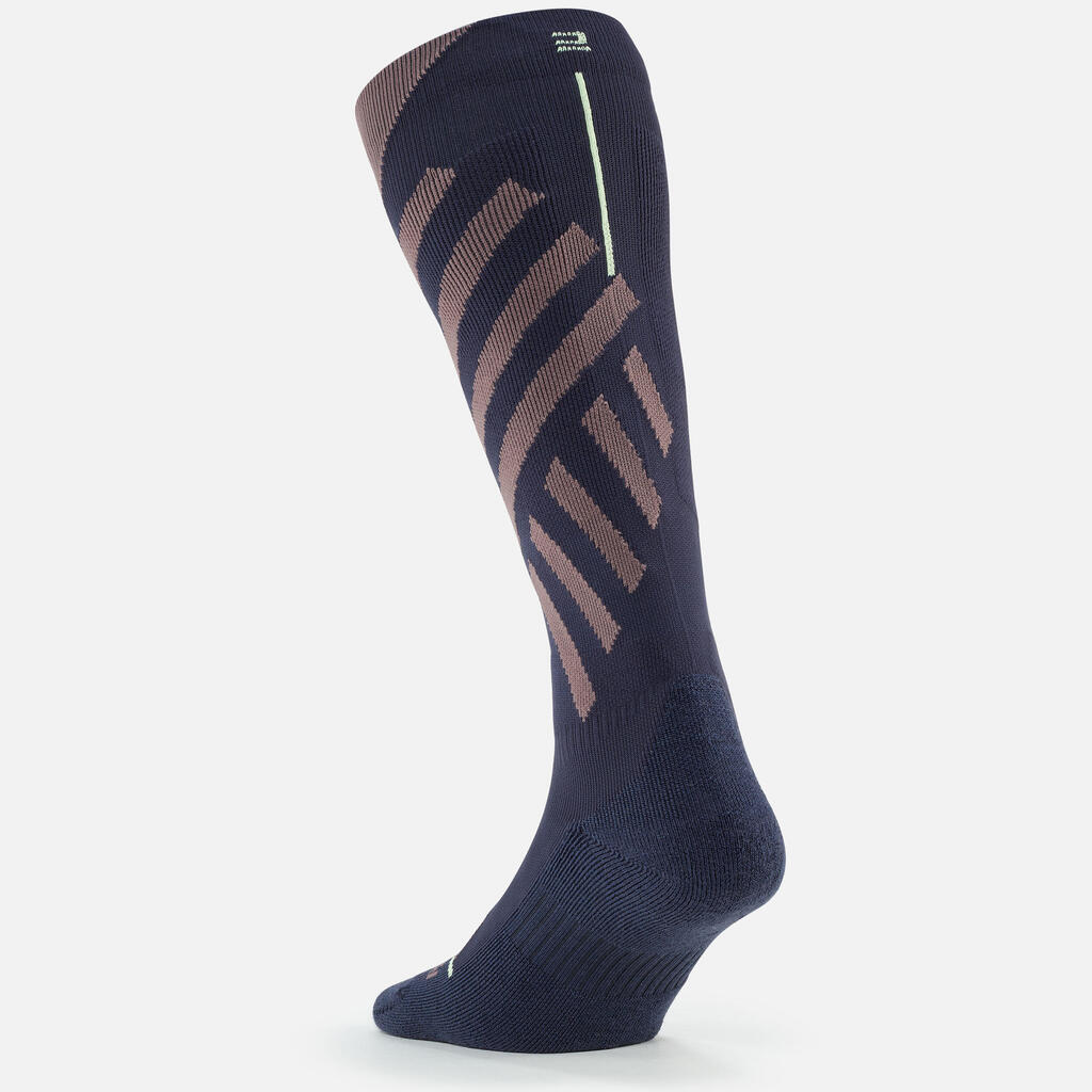 ADULT SKI AND SNOWBOARD JACQUARD SOCKS -  500 - NAVY BLUE