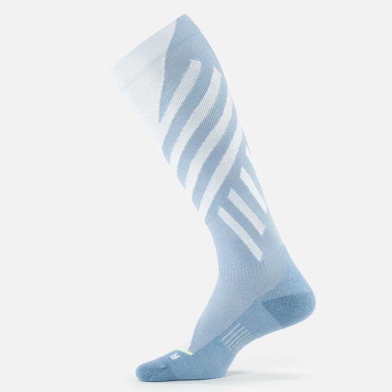 ADULT SKI AND SNOWBOARD JACQUARD SOCKS - 500 - LIGHT BLUE