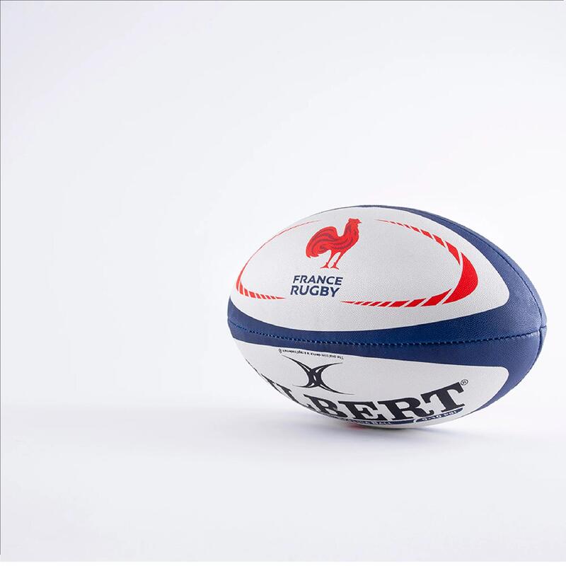 Ballon de rugby taille 5 - Gilbert Replica France blanc bleu rouge