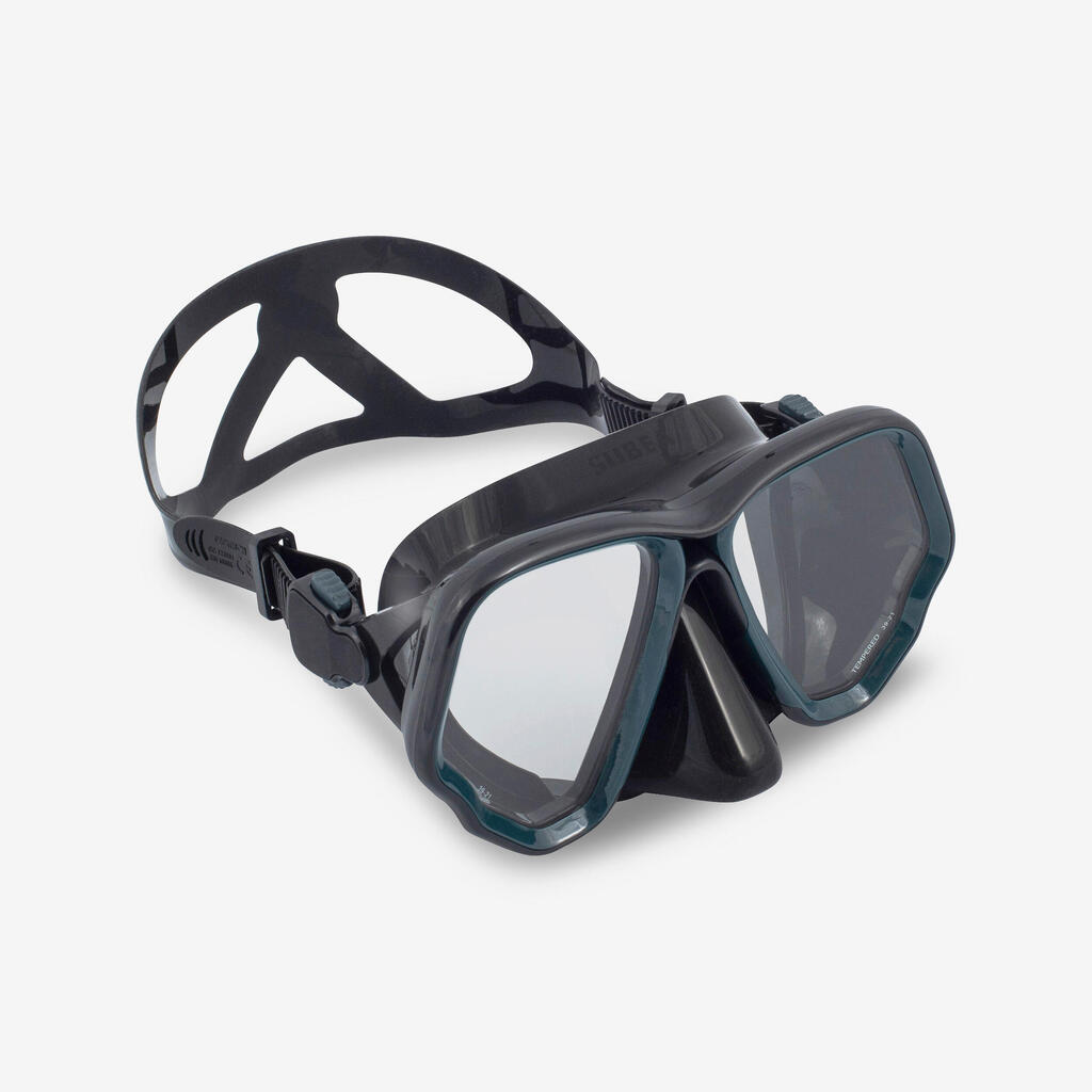 Diving mask - 500 Dual black khaki