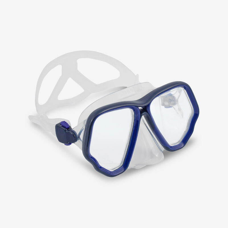 Duikbril 500 dual transparant blauw