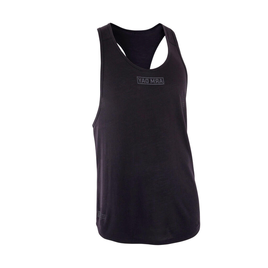 Débardeur stringer de musculation dos nageur homme, noir fumé