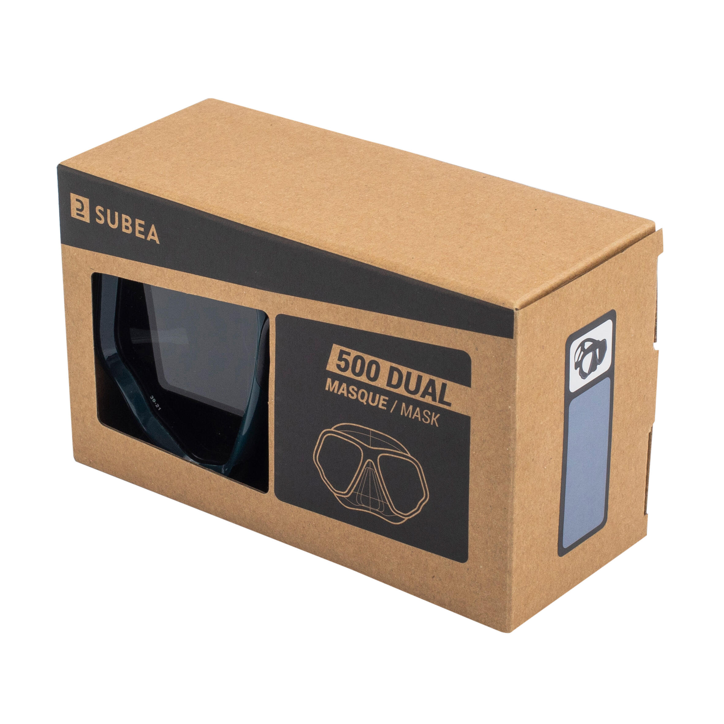 Gafas Buceo SCD 500 Bi-cristal Facial Opaco Negro/Gris 10/12