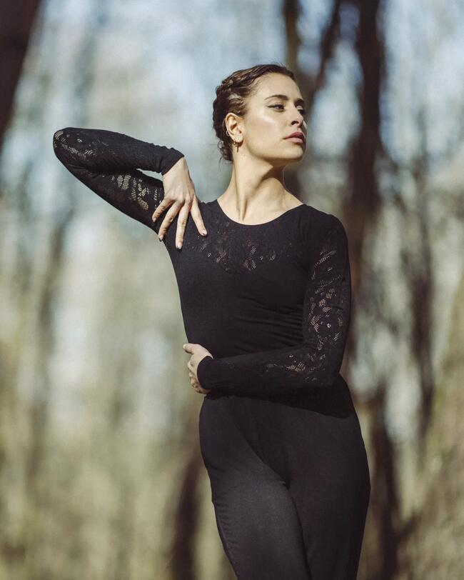 Maillot de Ballet em Renda Manga Comprida Mulher - Fabricado em Itália