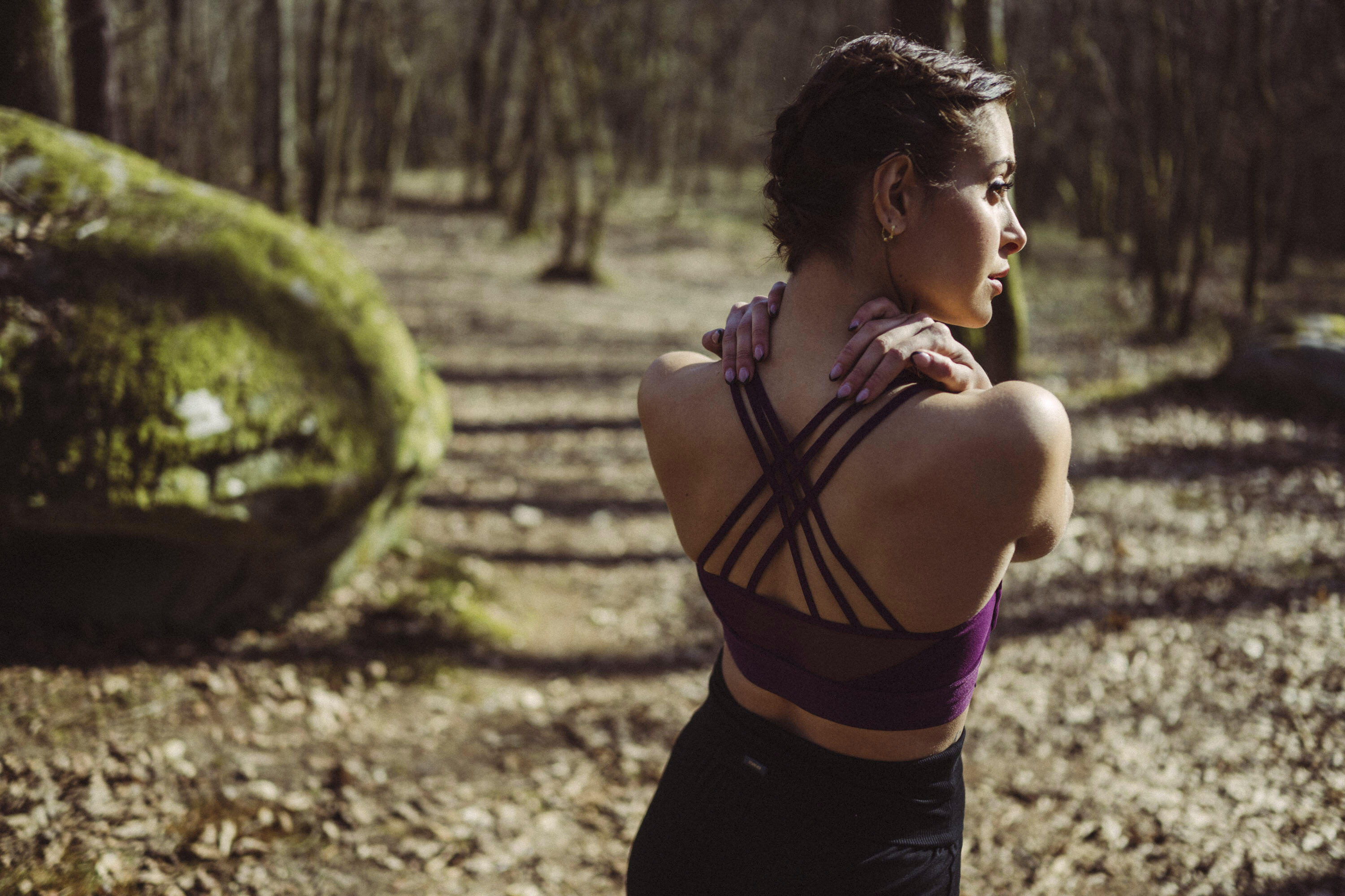 Women's Bi-Material Modern Dance Sports Bra - Plum 6/8