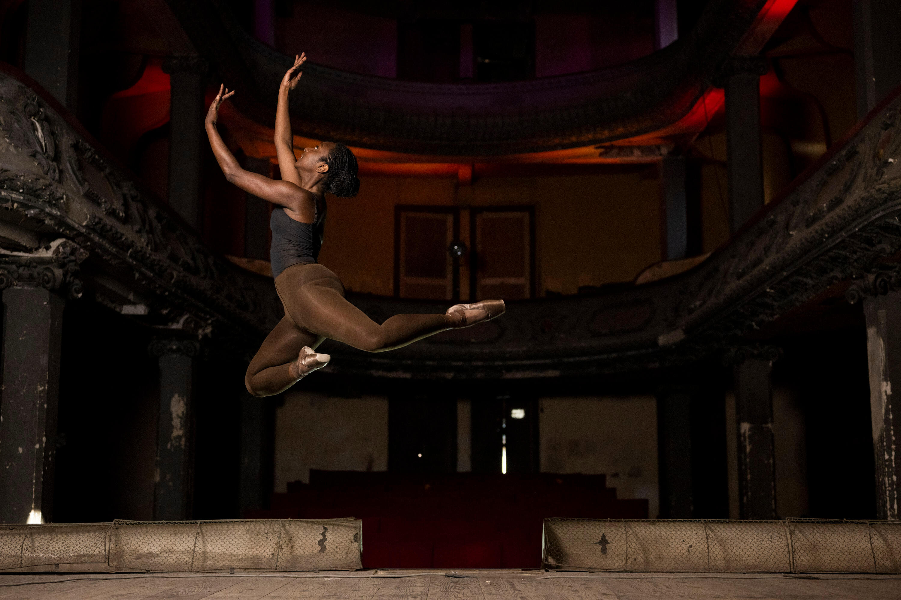 Collant danza classica donna senza piede marrone scuro 5/7