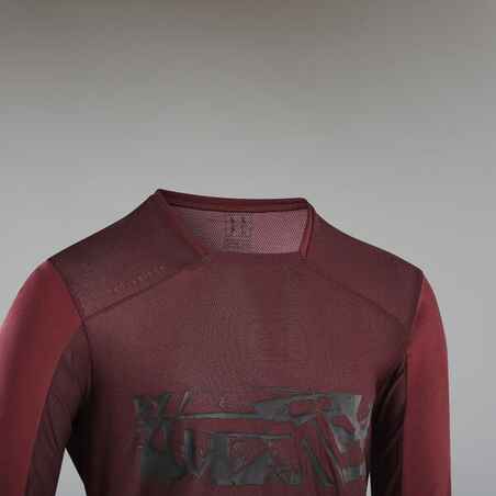 Long-Sleeved Mountain Biking Jersey EXPL 100 - Burgundy