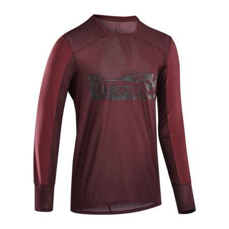 Long-Sleeved Mountain Biking Jersey EXPL 100 - Burgundy