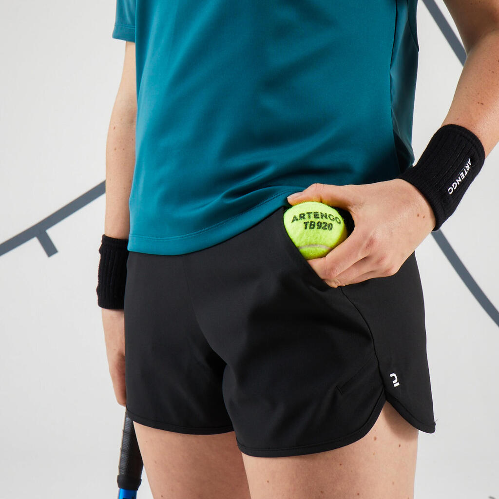 Crni ženski šorts sa džepom za tenis ESSENTIAL DRY