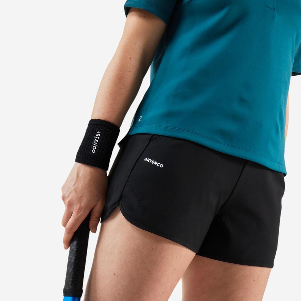 Crni ženski šorts sa džepom za tenis ESSENTIAL DRY