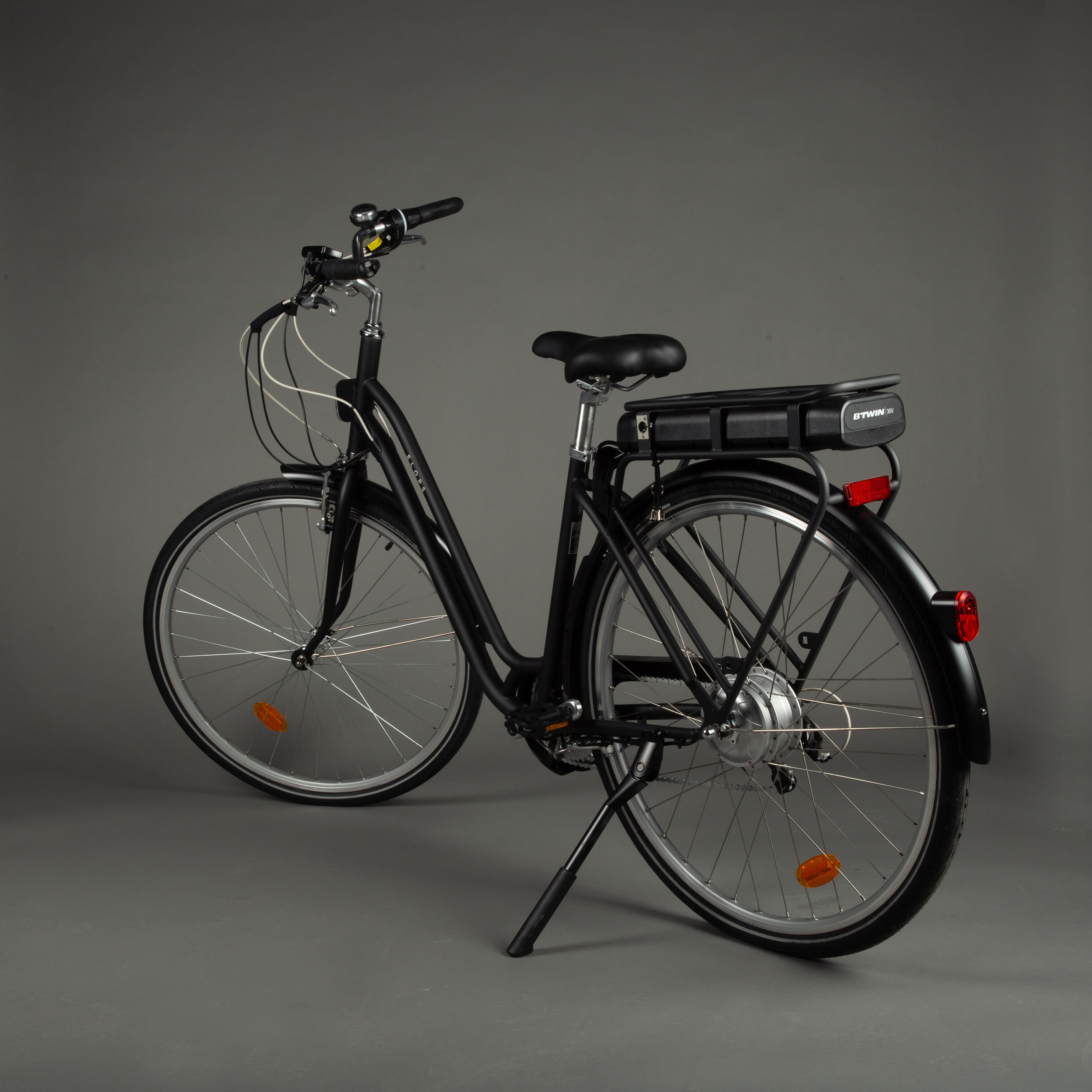 ELECTRIC CITY BIKE ELOPS 120E LOW FRAME - Black - Decathlon