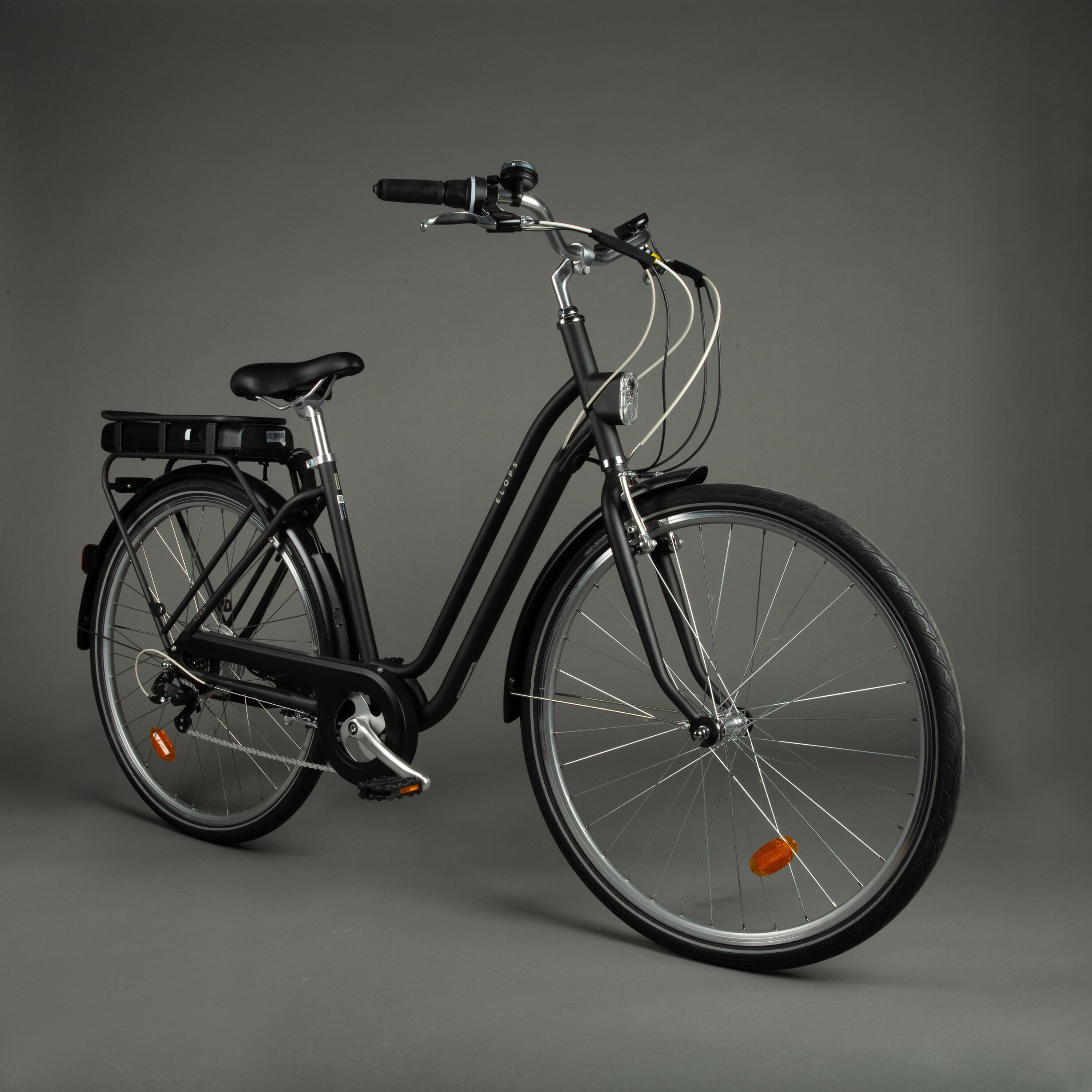 Fully-equipped, v-brake, low frame electric city bike, black 7/25