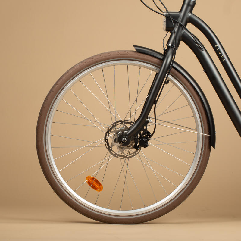Bicicleta urbana cuadro bajo aluminio Elops 900 negro