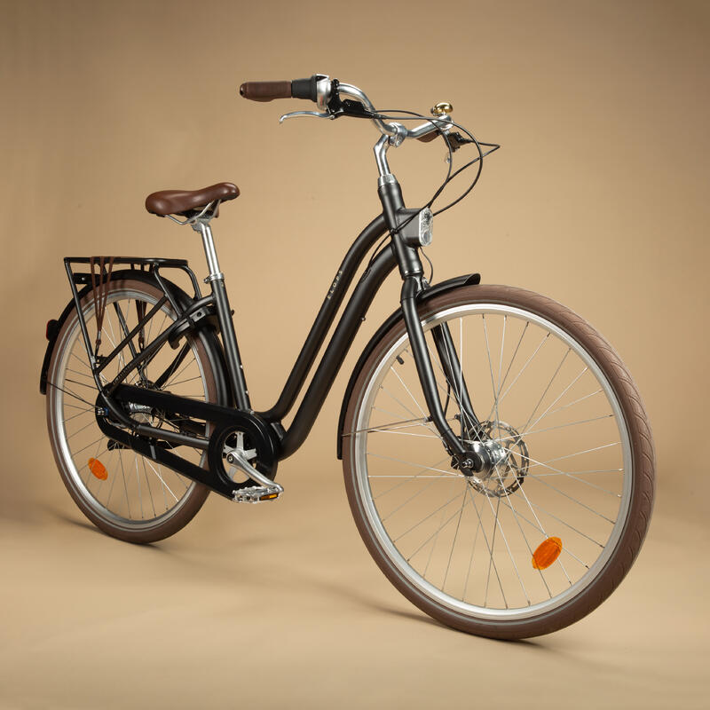 Városi kerékpár Elops 900, alacsony, alumínium vázas, fekete