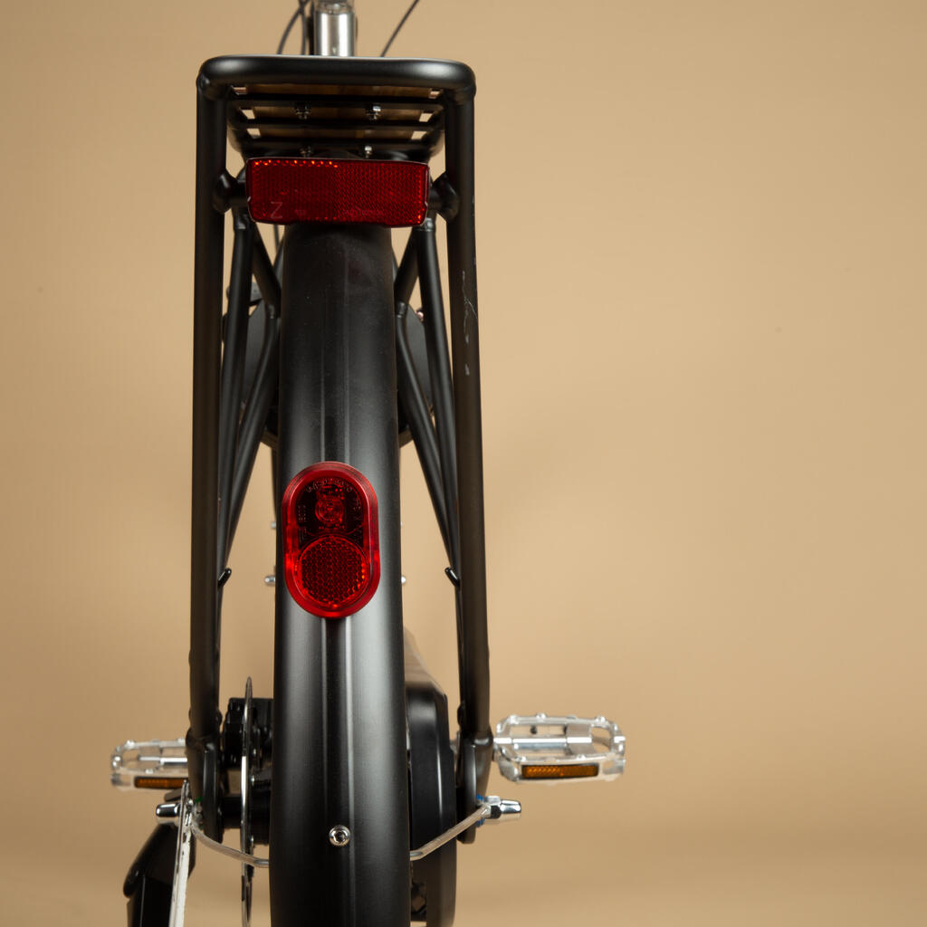 Aliumininis miesto dviratis „Elops 900“ žemu rėmu, juodas