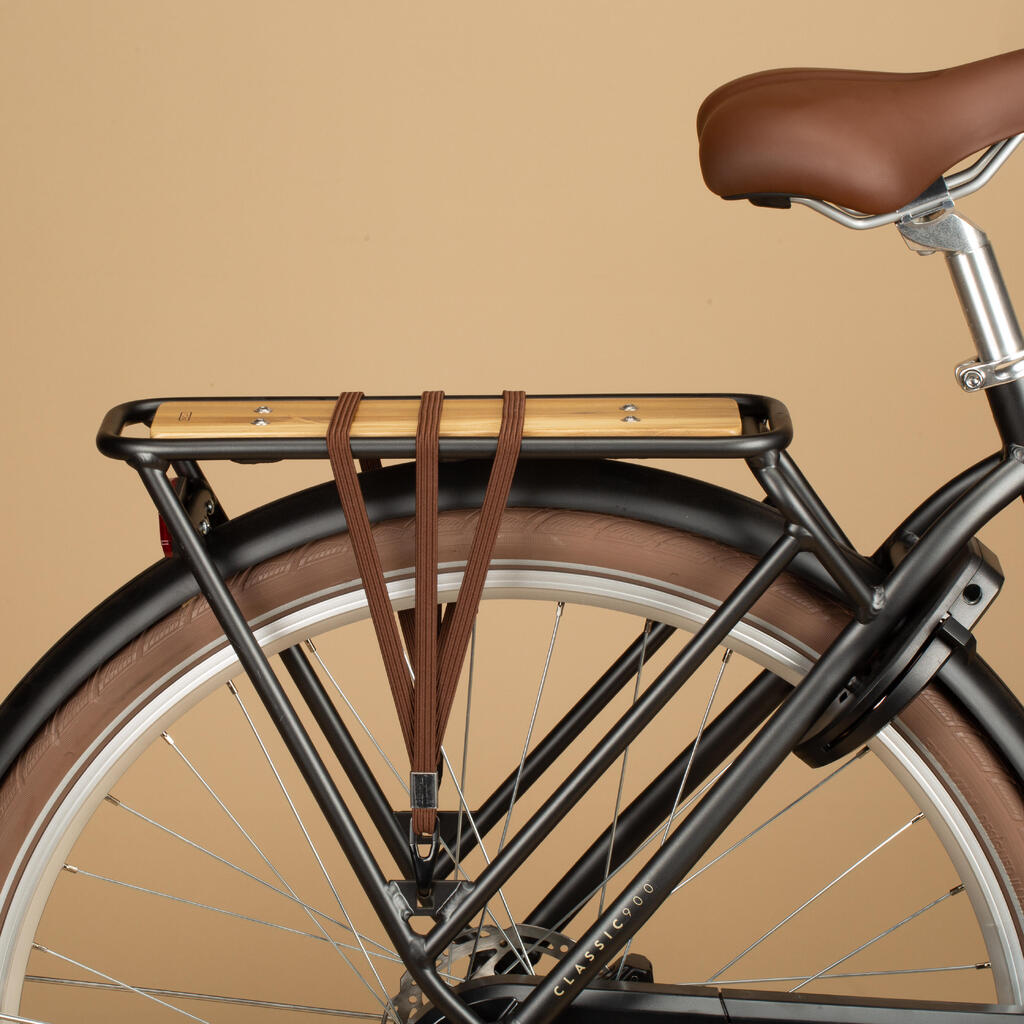 Pilsētas velosipēds ar zemu alumīnija rāmi “Elops 900”, melns