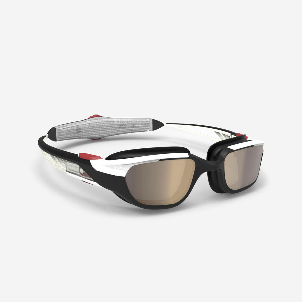 Plavecké okuliare Turn zrkadlové sklá jednotná veľkosť čierno-bielo-červené