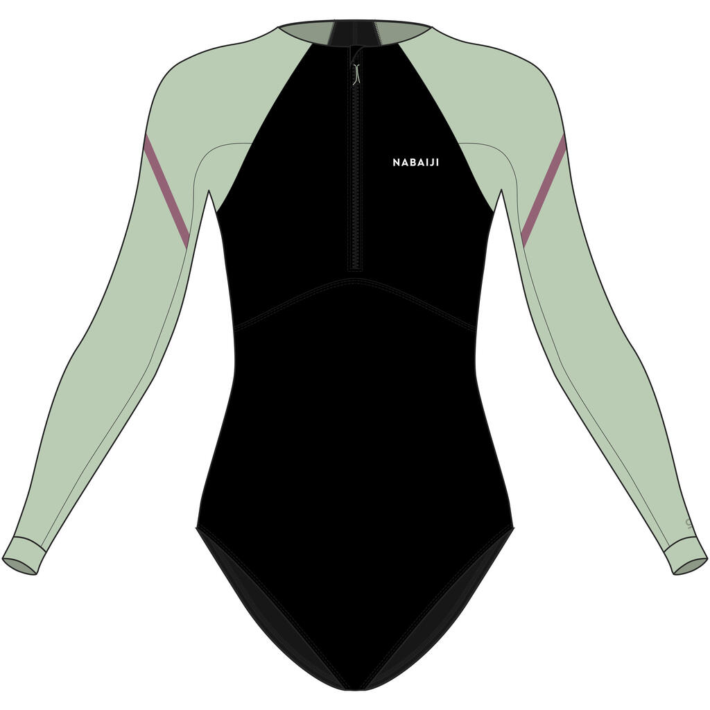 Maillot de Bain de Natation 1 pièce fille Kamy Long noir vert