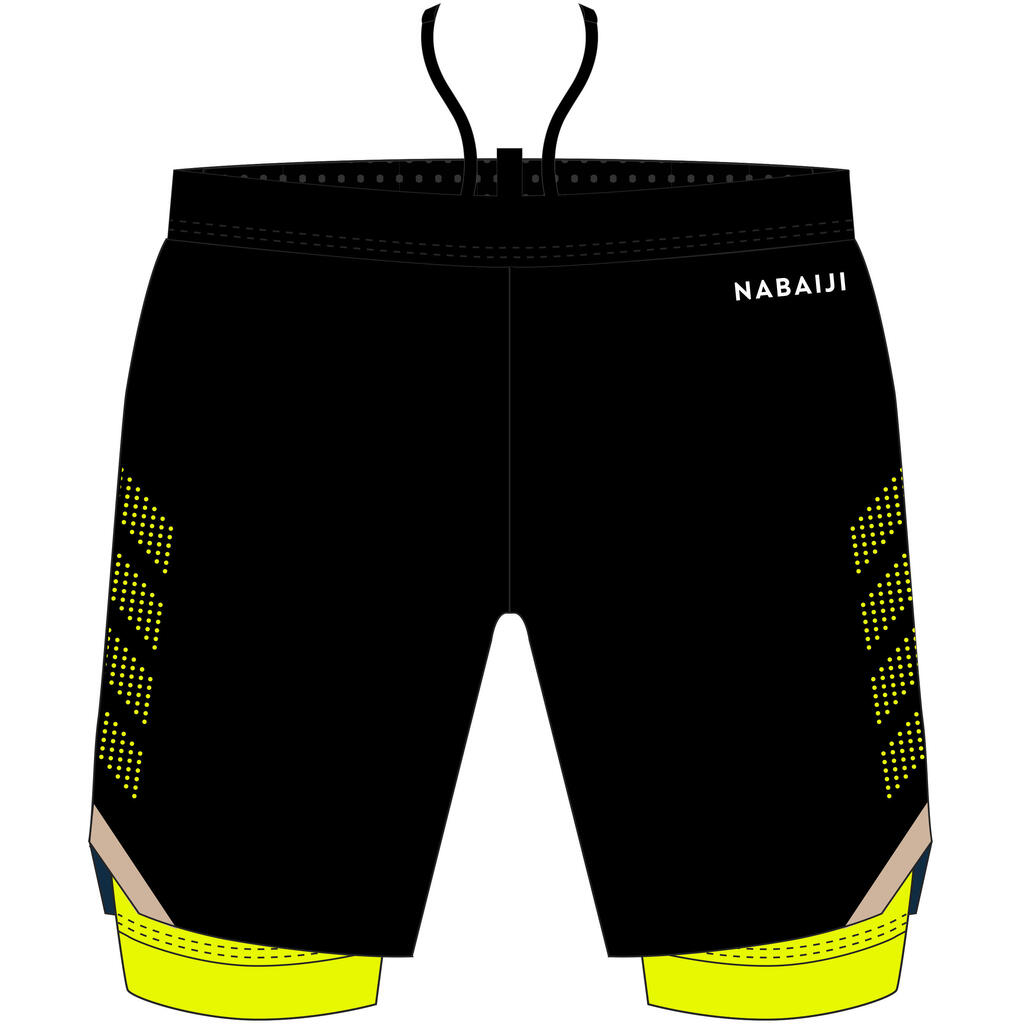 Jammer-Short de Natation Homme 500 Fiti - Noir / Jaune / Beige