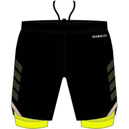 Celana Renang Jammer Pria 500 Fiti - Hitam/Kuning/Krem