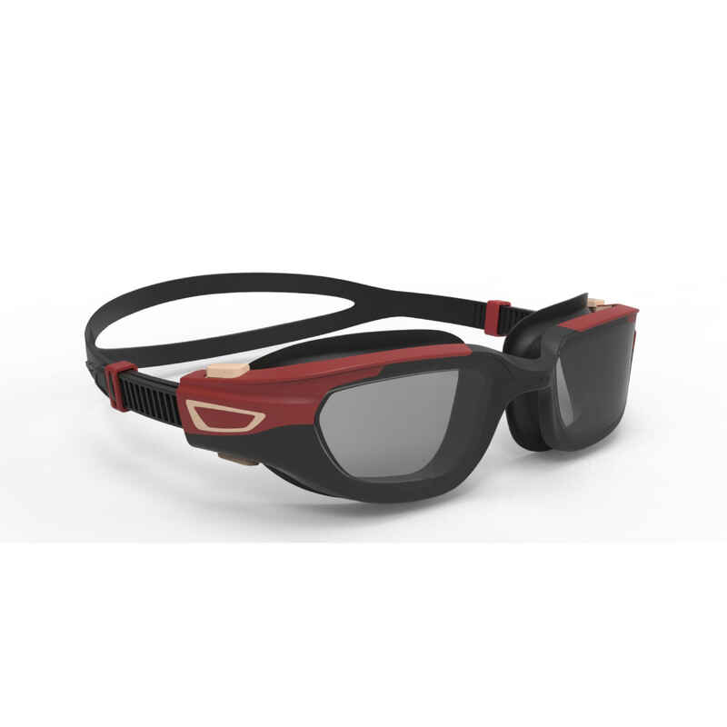 SPIRIT 500 ADULT SWIMMING GOGGLES - SMOKED LENSES - BLACK / RED / BEIGE
