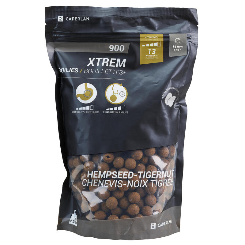 Boilies XTREM 900 14 mm 1kg Cânepă și Alune Tigrate Pescuit la Crap  