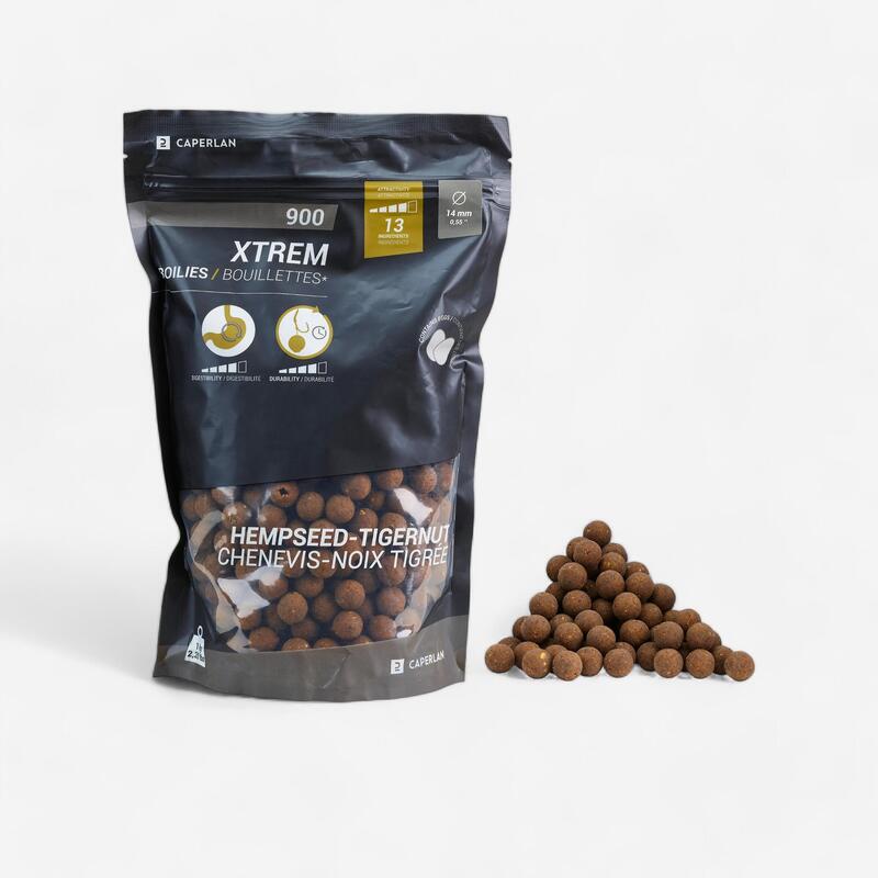 Boilies na kaprařinu Xtrem 900 14 mm 1 kg Konopné semínko / tygří ořech