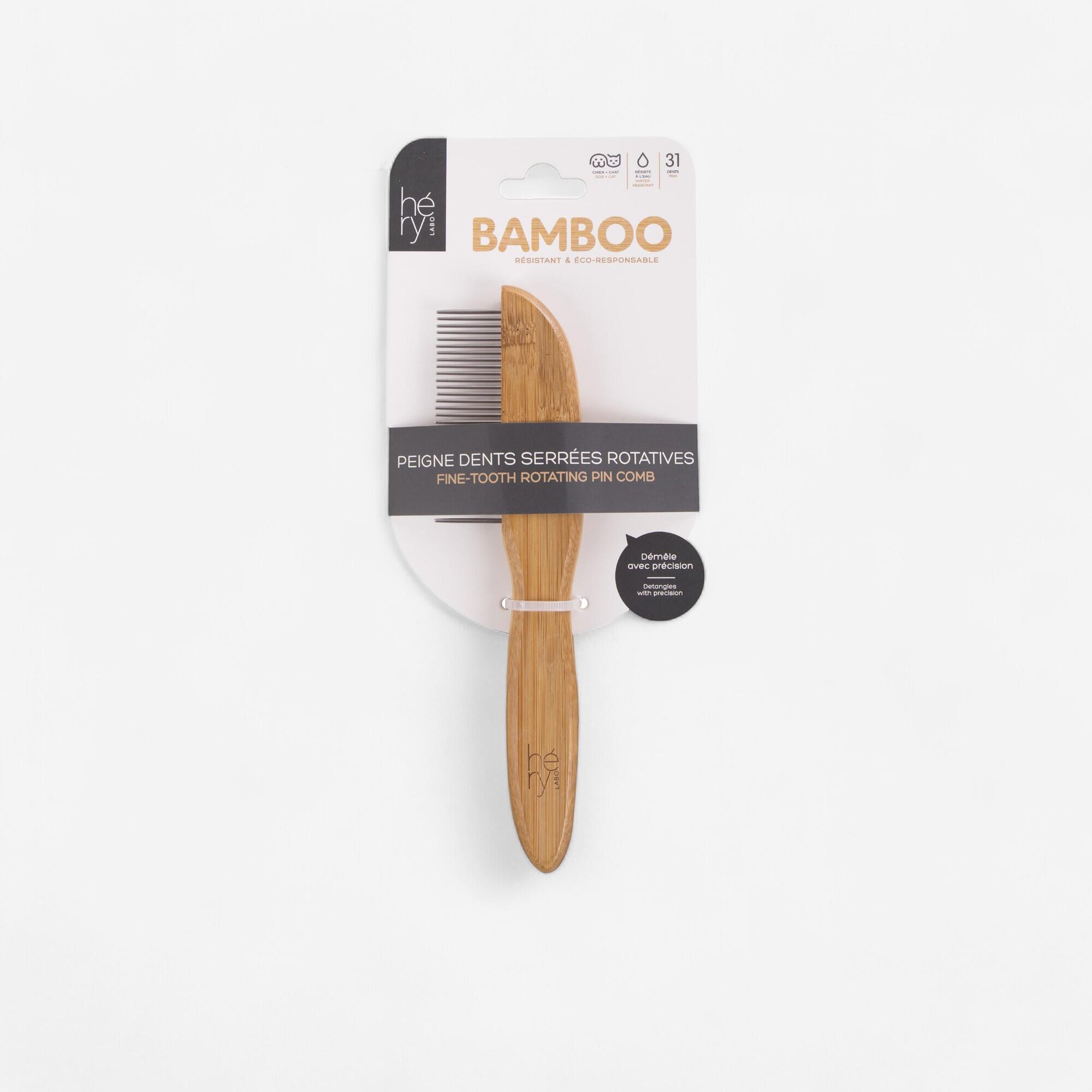 MARTIN SELLIER Peine Desenredar Pelo Perros Martin Sellier Mango Bambu 31 Púas Giratorias