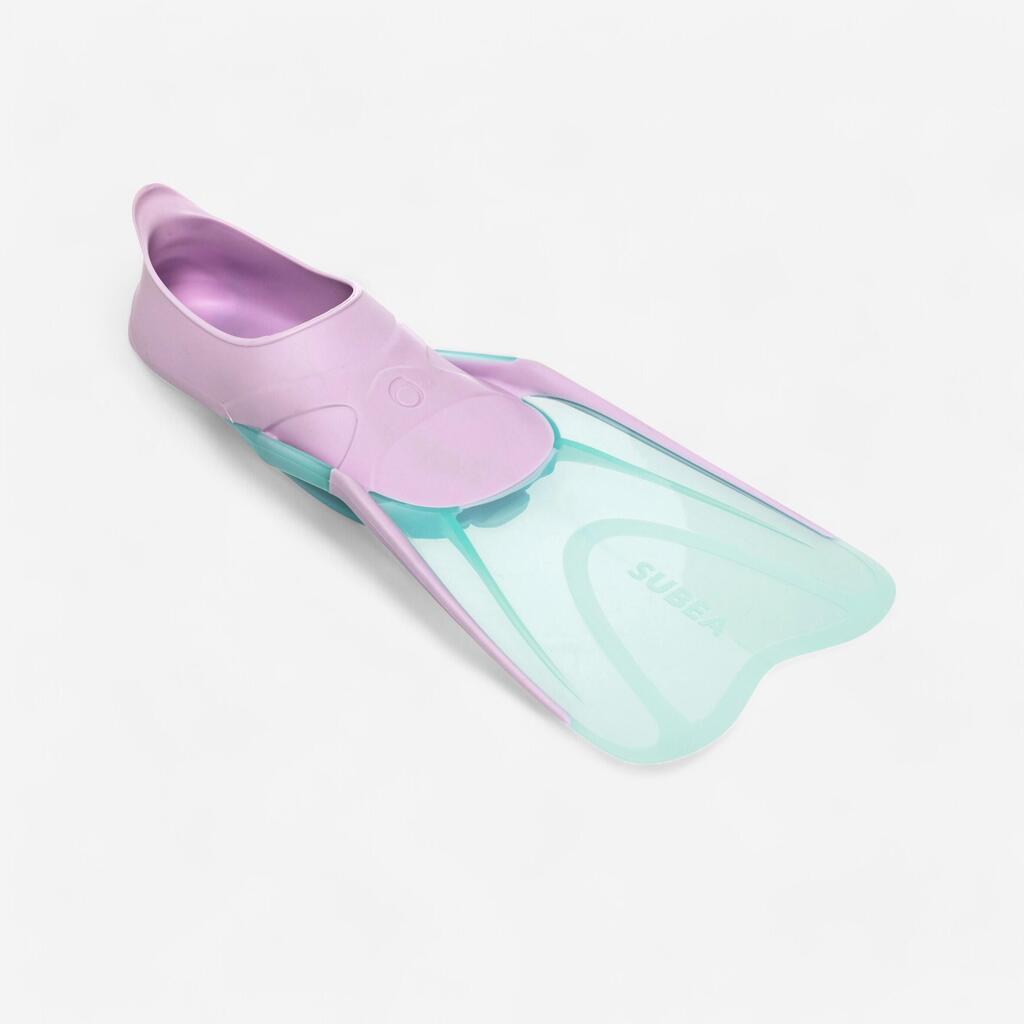 Bērnu snorkelēšanas pleznas “subea snk 500”, blāvi violetas, piparmētru