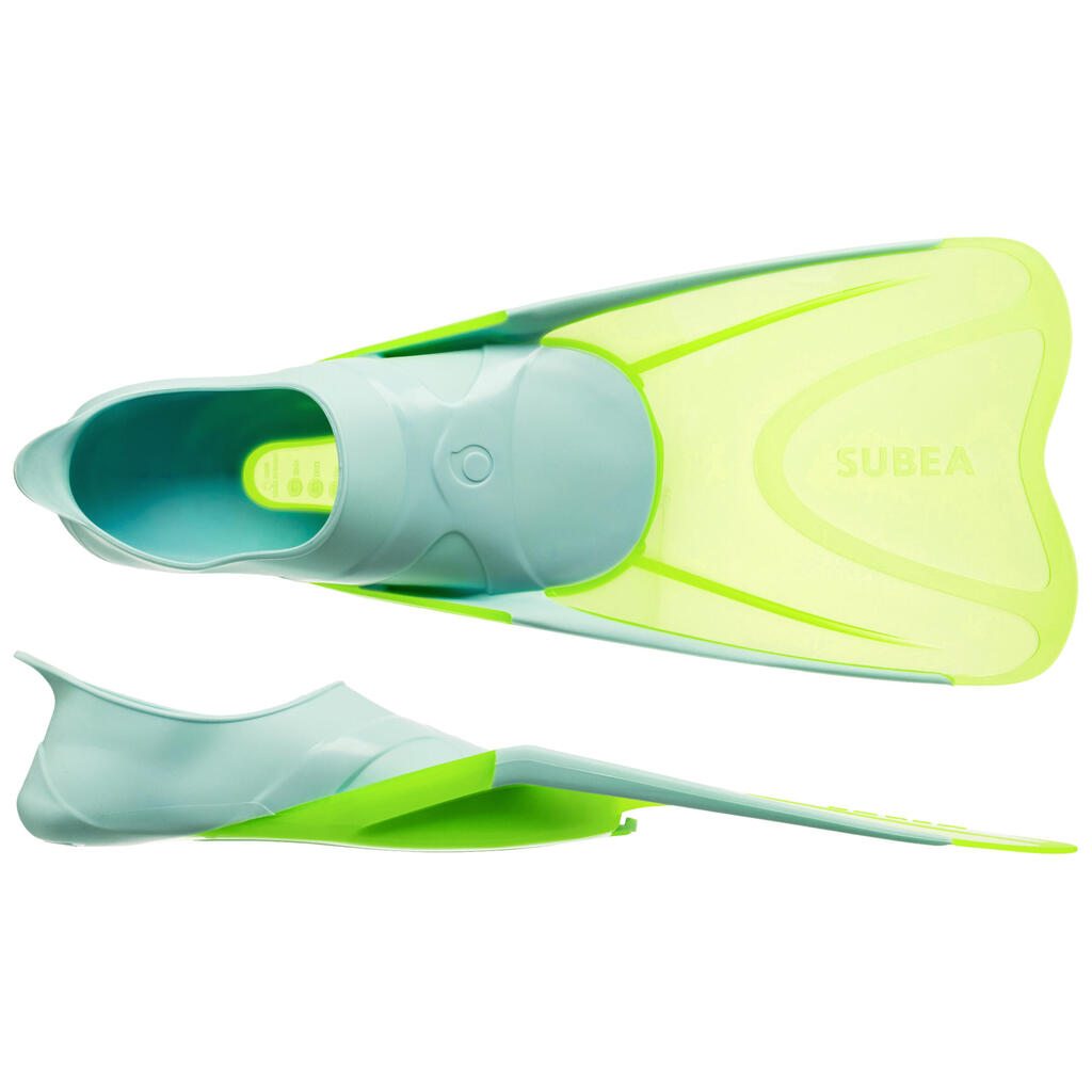 Palmes plongée Enfant - FF 100 Soft Vert Clair