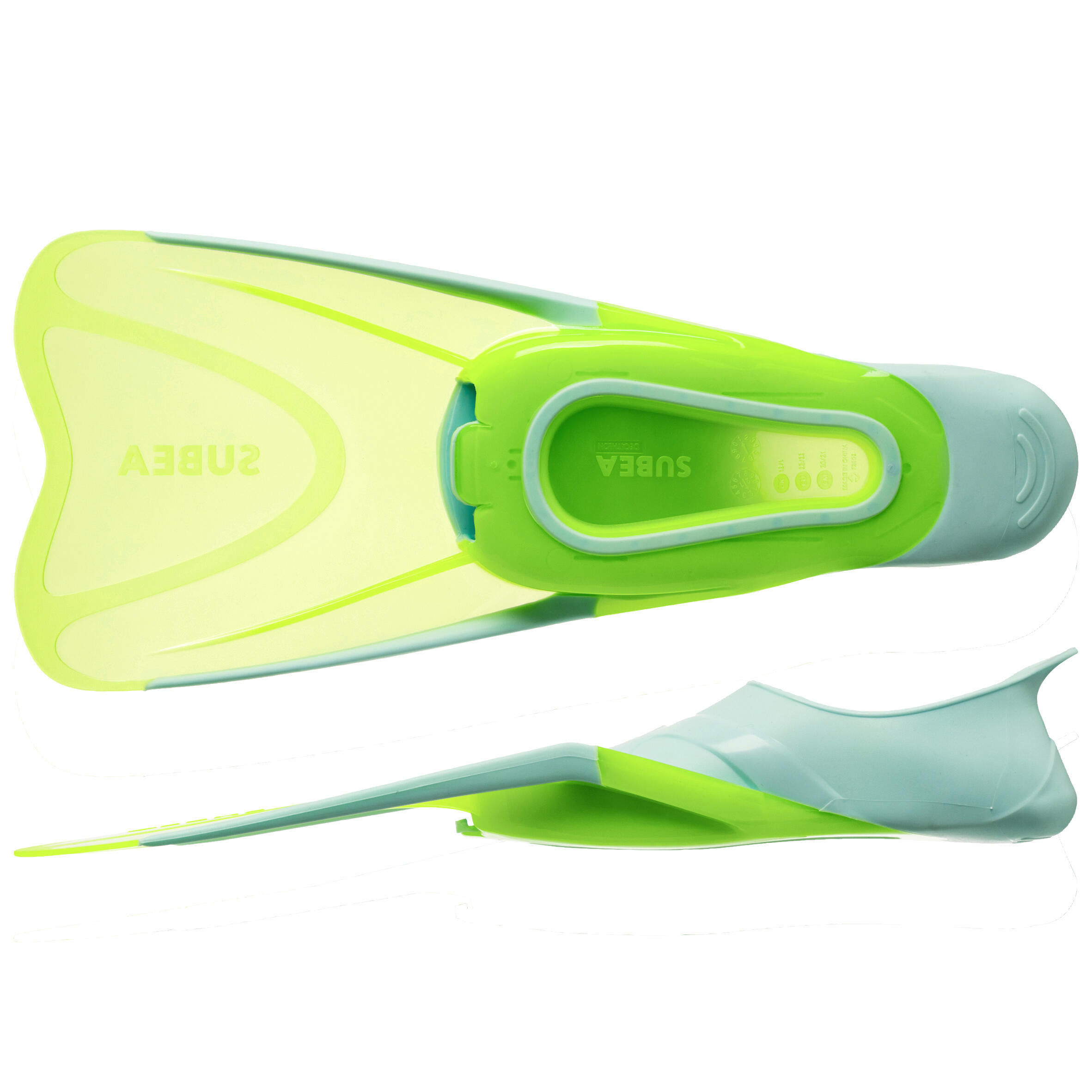Kids’ Diving Fins - FF 100 Soft Neon 3/8