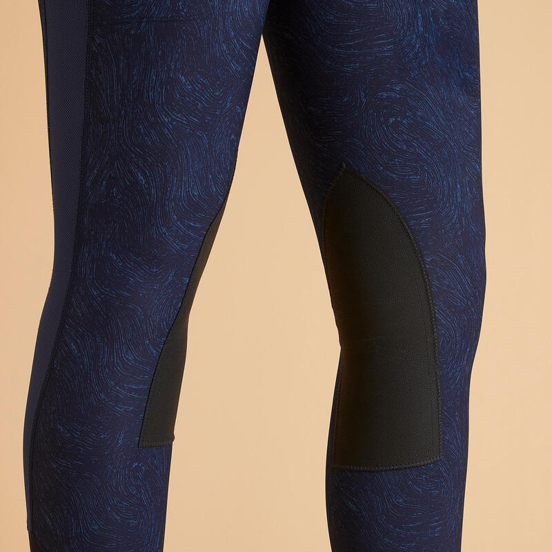 Legging équitation léger Femme - 100 bleu print