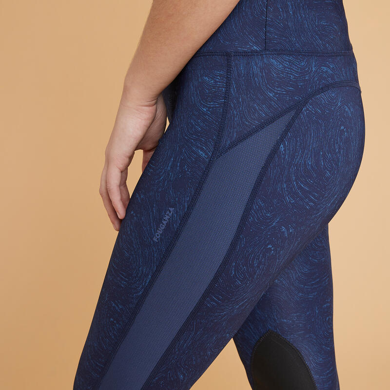 Legging équitation léger Femme - 100 bleu print